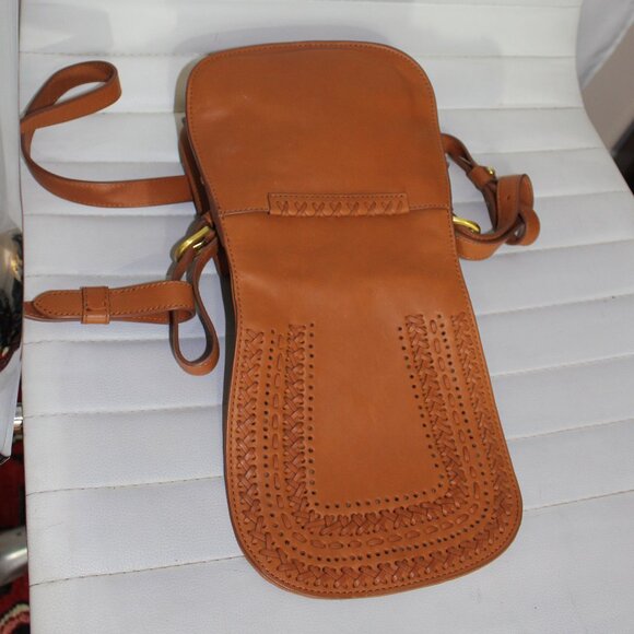 Anthropologie jasper & jeera Leather women camel/orange color crossbody purse - Picture 6 of 6